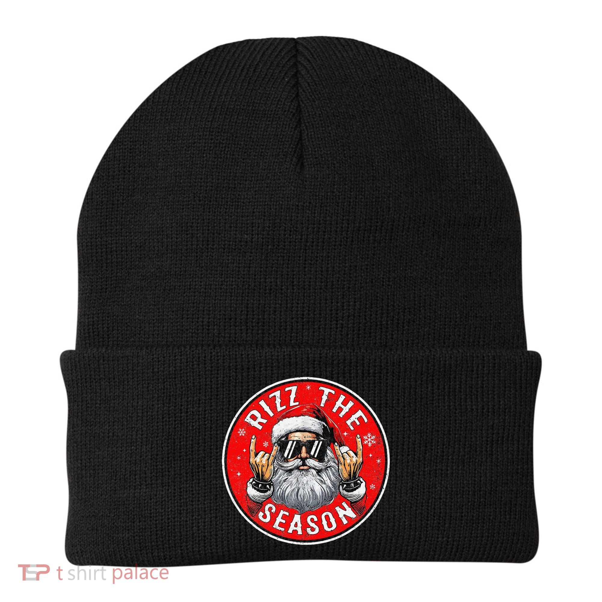 Punk Rock Retro Rizz The Season Funny Santa Clause Rizzler Beanie