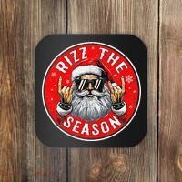 Punk Rock Retro Rizz The Season Funny Santa Clause Rizzler Coaster thumb 0