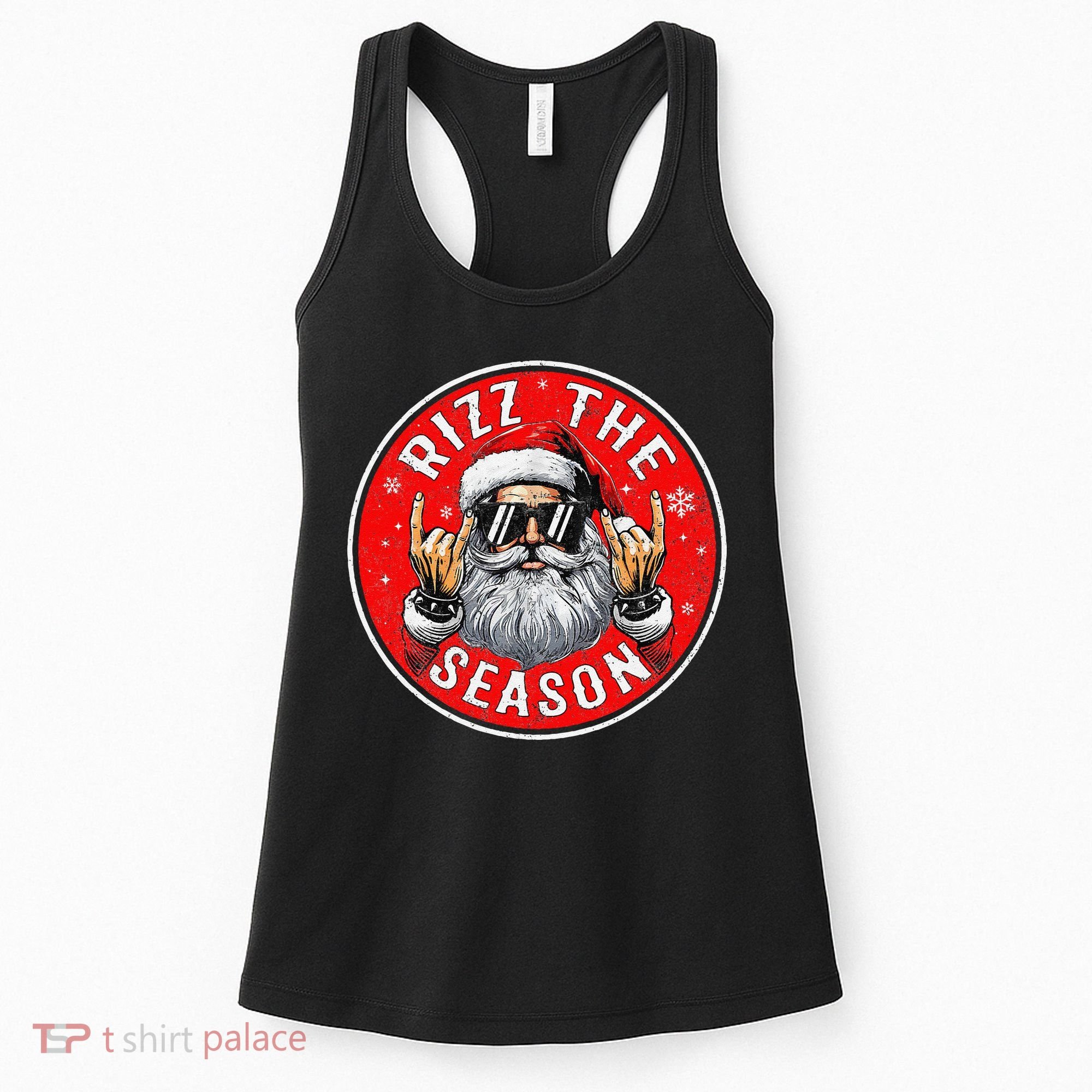 Punk Rock Retro Rizz The Season Funny Santa Clause Rizzler Women's Tank Top