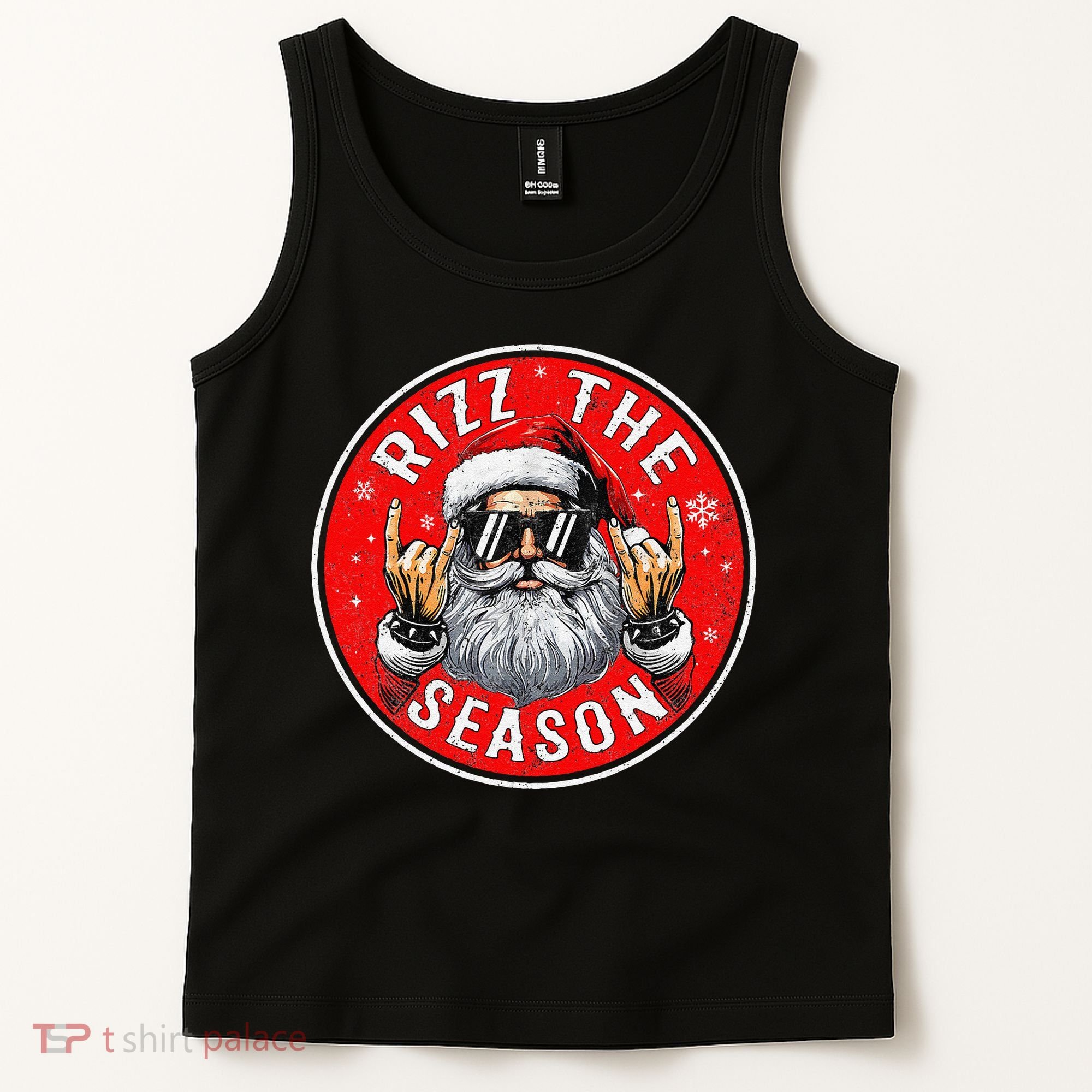 Punk Rock Retro Rizz The Season Funny Santa Clause Rizzler Tank Top
