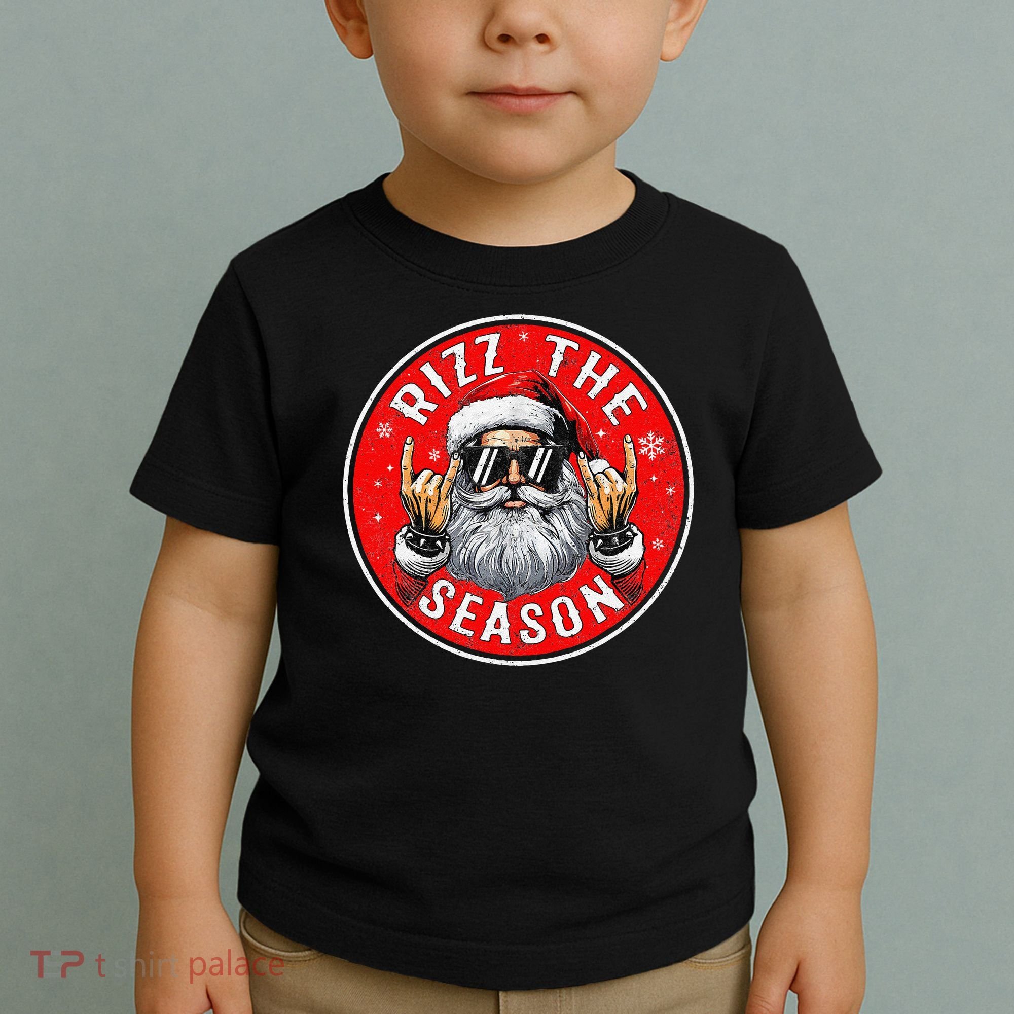 Punk Rock Retro Rizz The Season Funny Santa Clause Rizzler Toddler T-Shirt