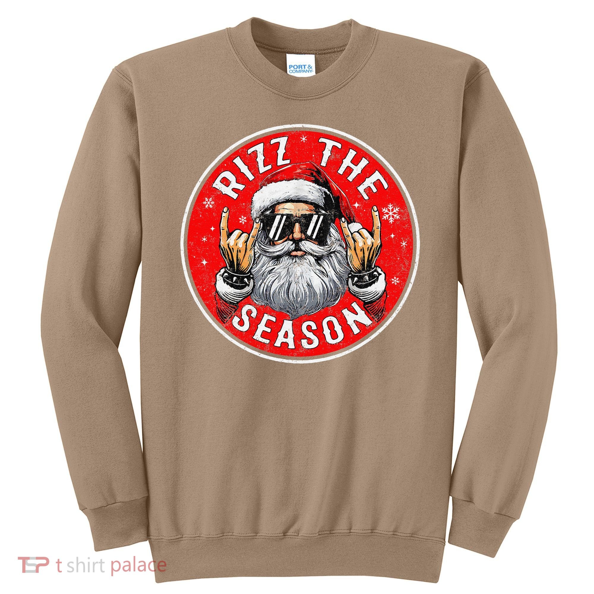 Punk Rock Retro Rizz The Season Funny Santa Clause Rizzler Sweatshirt