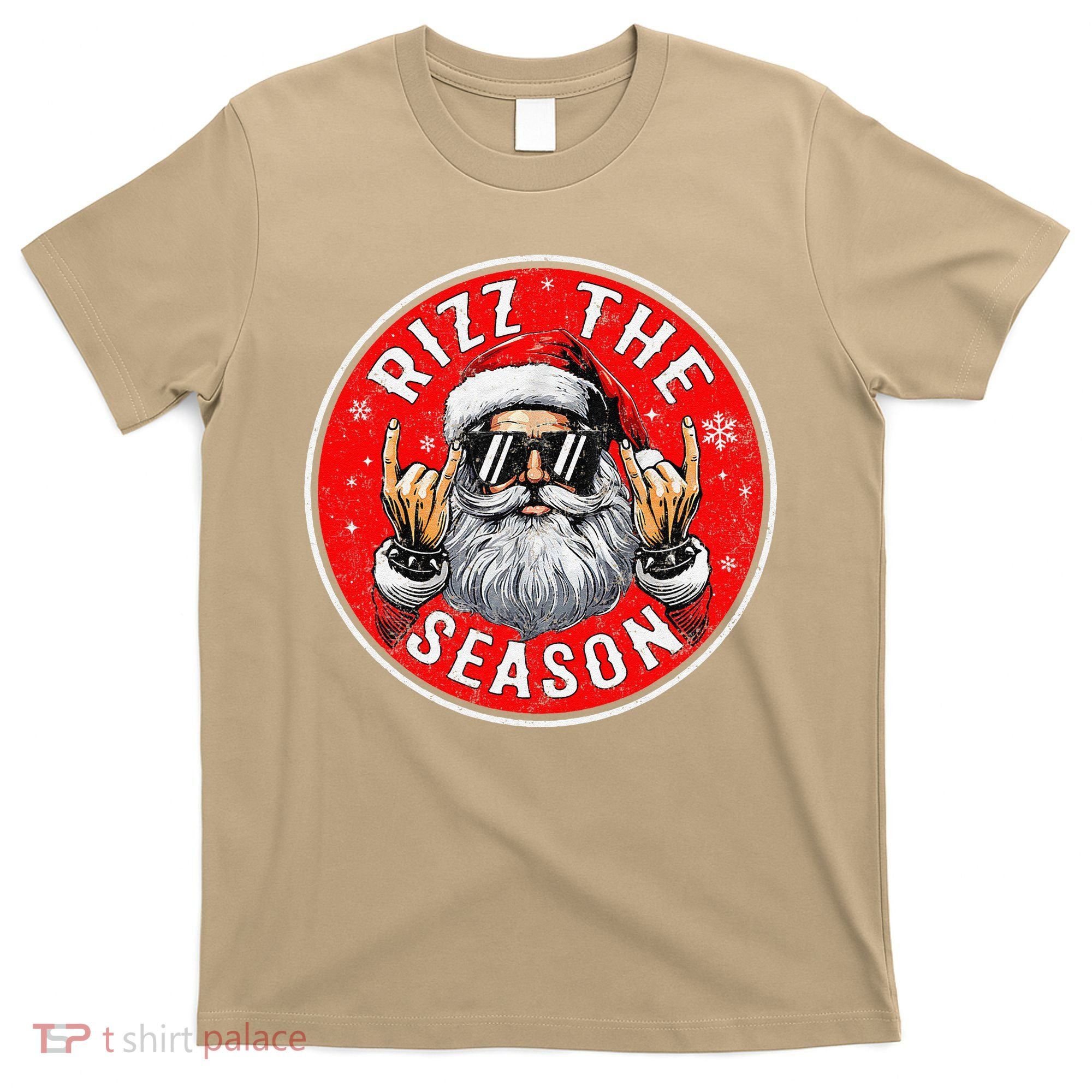 Punk Rock Retro Rizz The Season Funny Santa Clause Rizzler T-Shirt