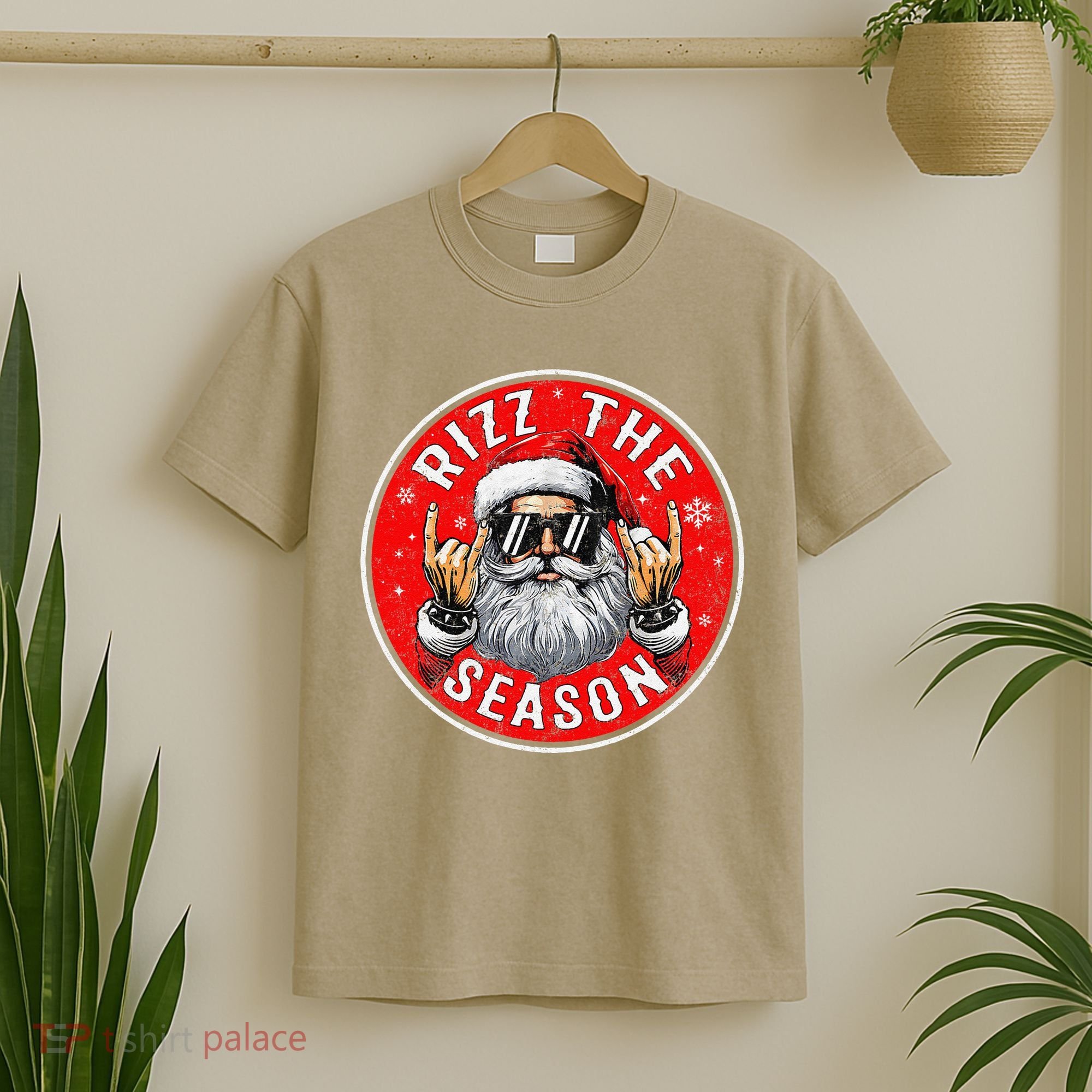 Punk Rock Retro Rizz The Season Funny Santa Clause Rizzler T-Shirt