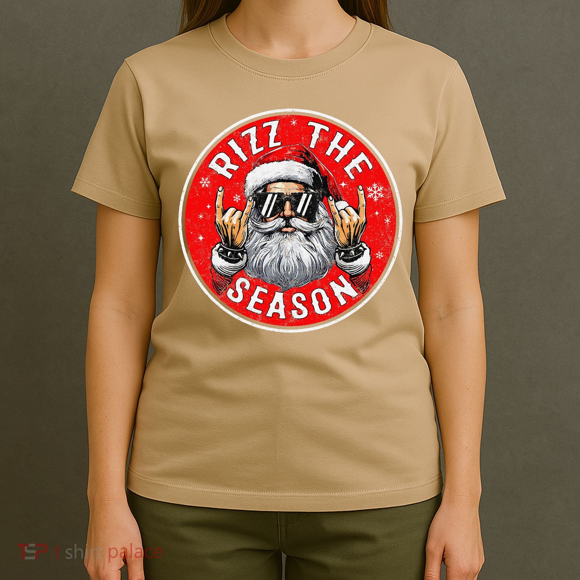 Punk Rock Retro Rizz The Season Funny Santa Clause Rizzler T-Shirt
