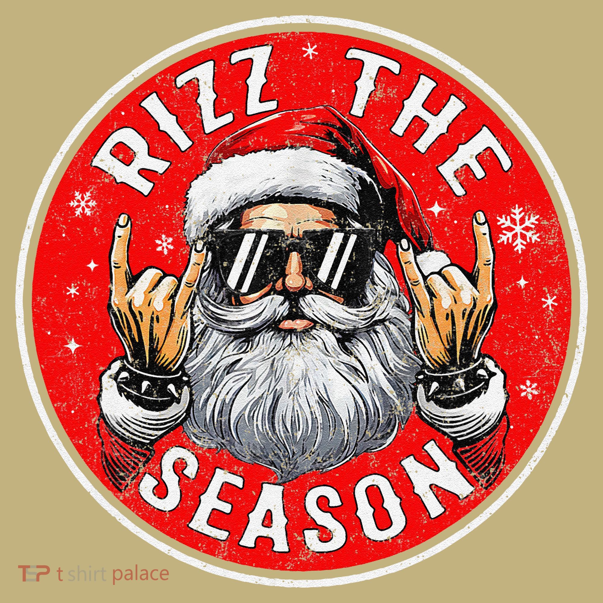 Punk Rock Retro Rizz The Season Funny Santa Clause Rizzler T-Shirt