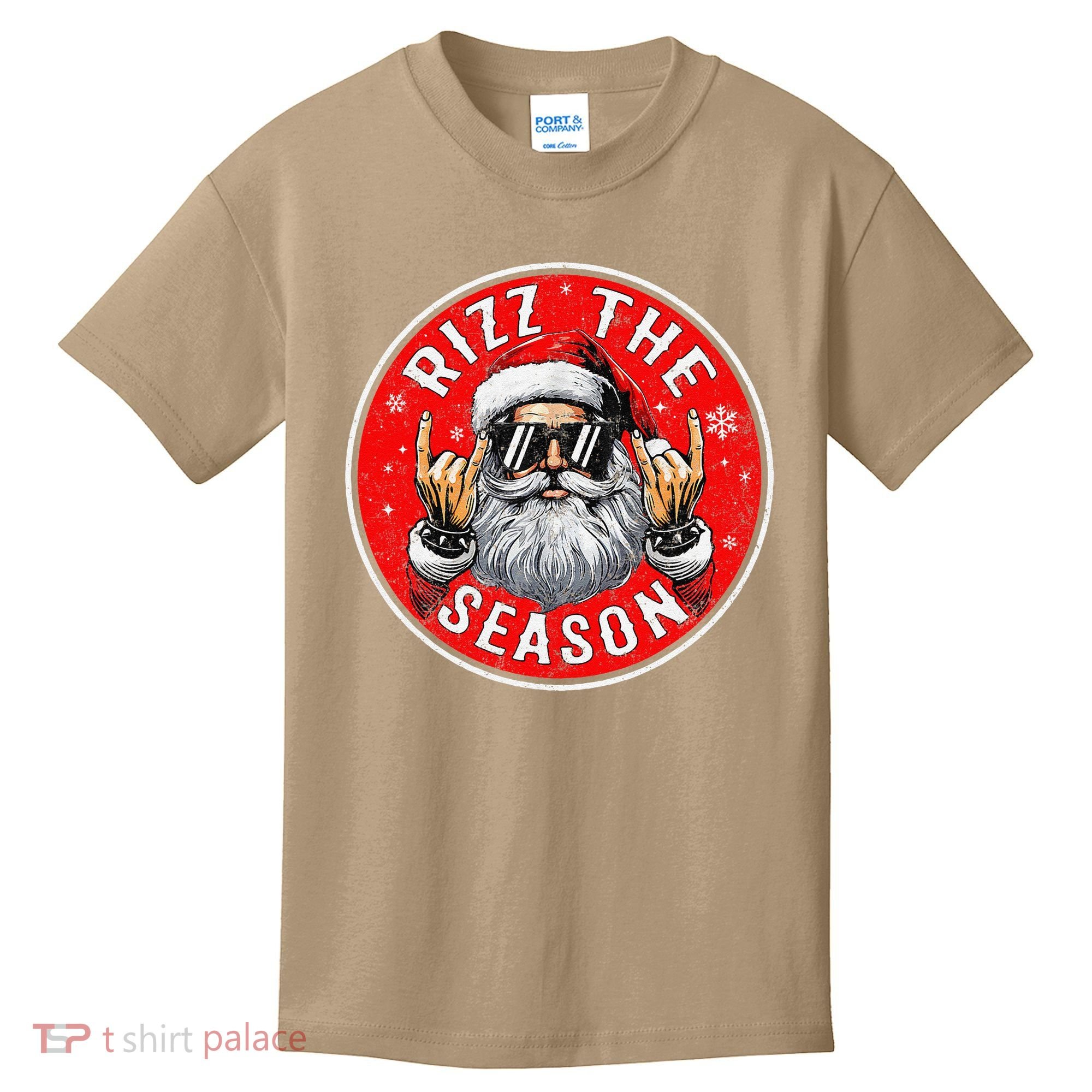 Punk Rock Retro Rizz The Season Funny Santa Clause Rizzler Kids T-Shirt
