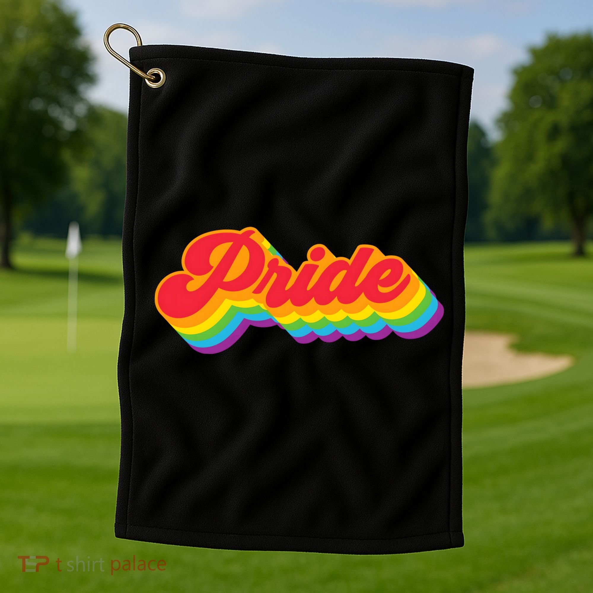 Pride Rainbow Retro LGBTQ Golf Towel