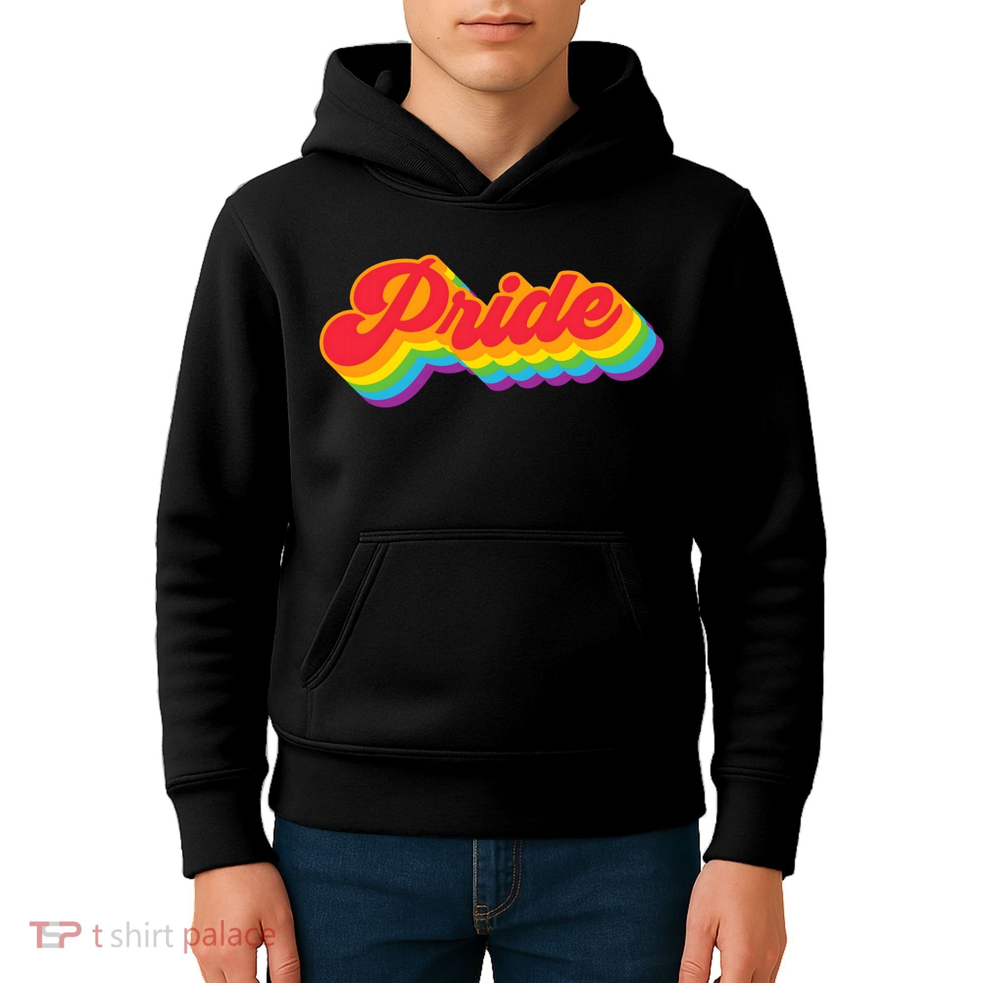 Pride Rainbow Retro LGBTQ Kids Hoodie