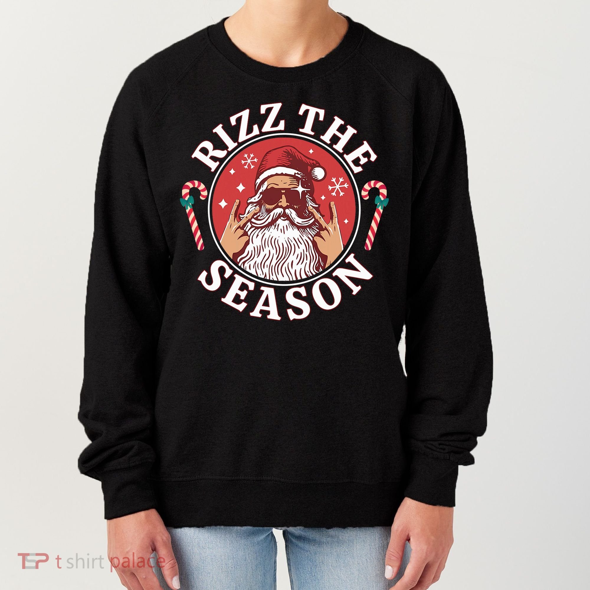 Punk Rock Rizz The Season Funny Santa Clause Women's Sweatshirt