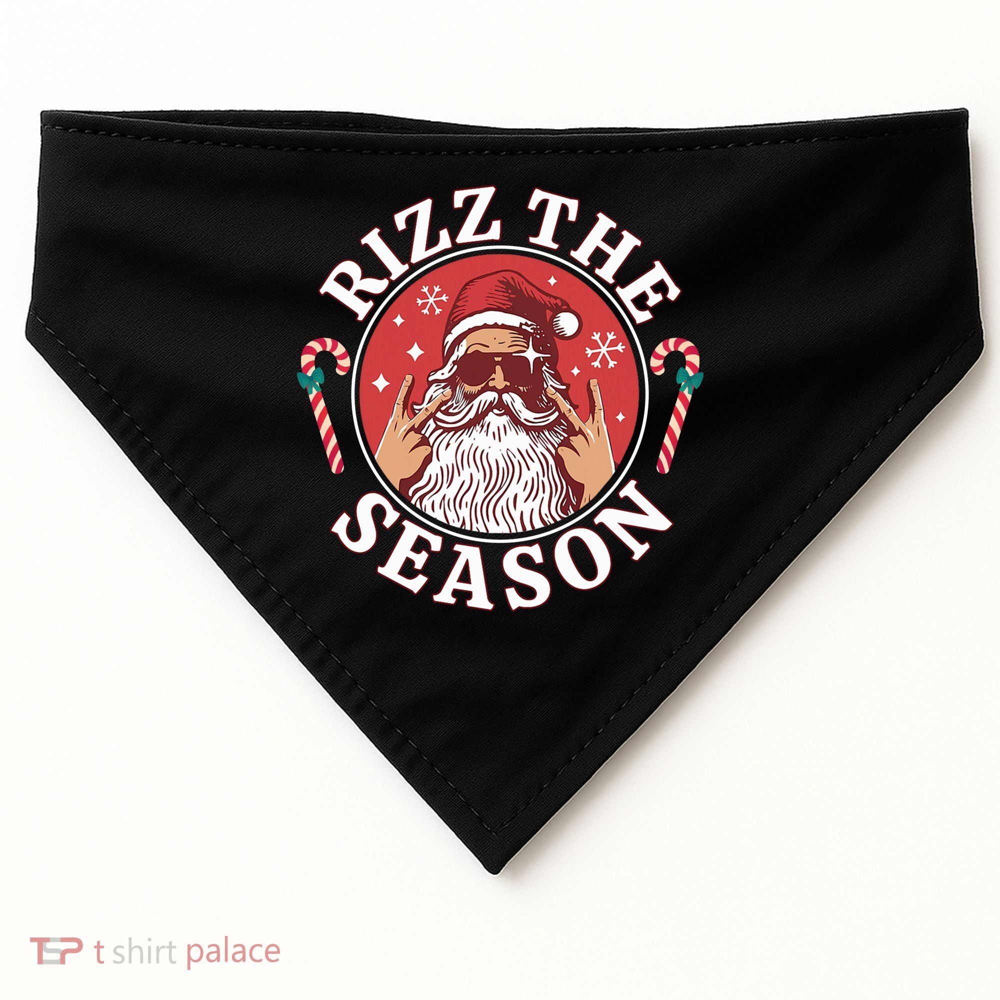 Punk Rock Rizz The Season Funny Santa Clause USA-Made Doggie Bandana