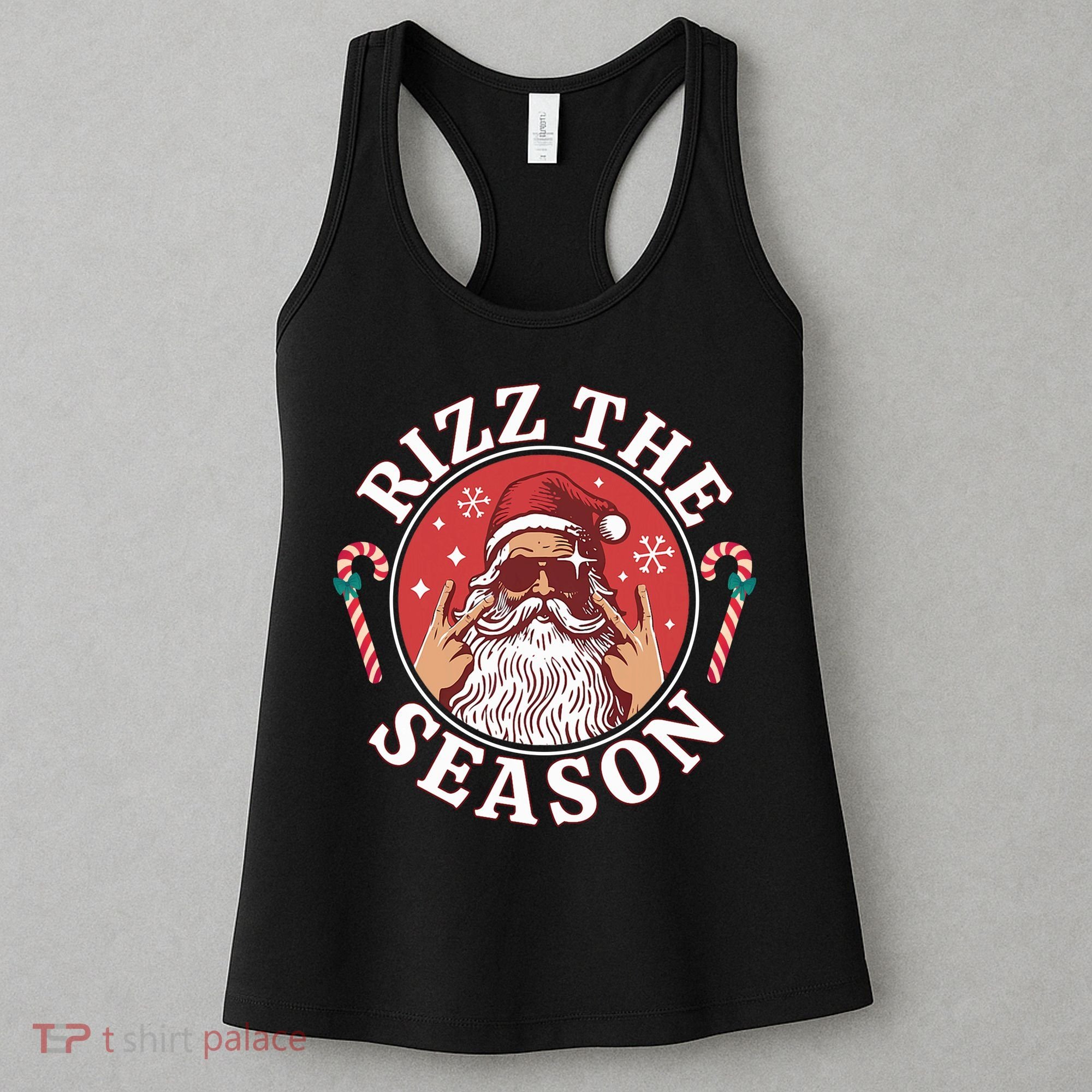 Punk Rock Rizz The Season Funny Santa Clause Women's Tank Top