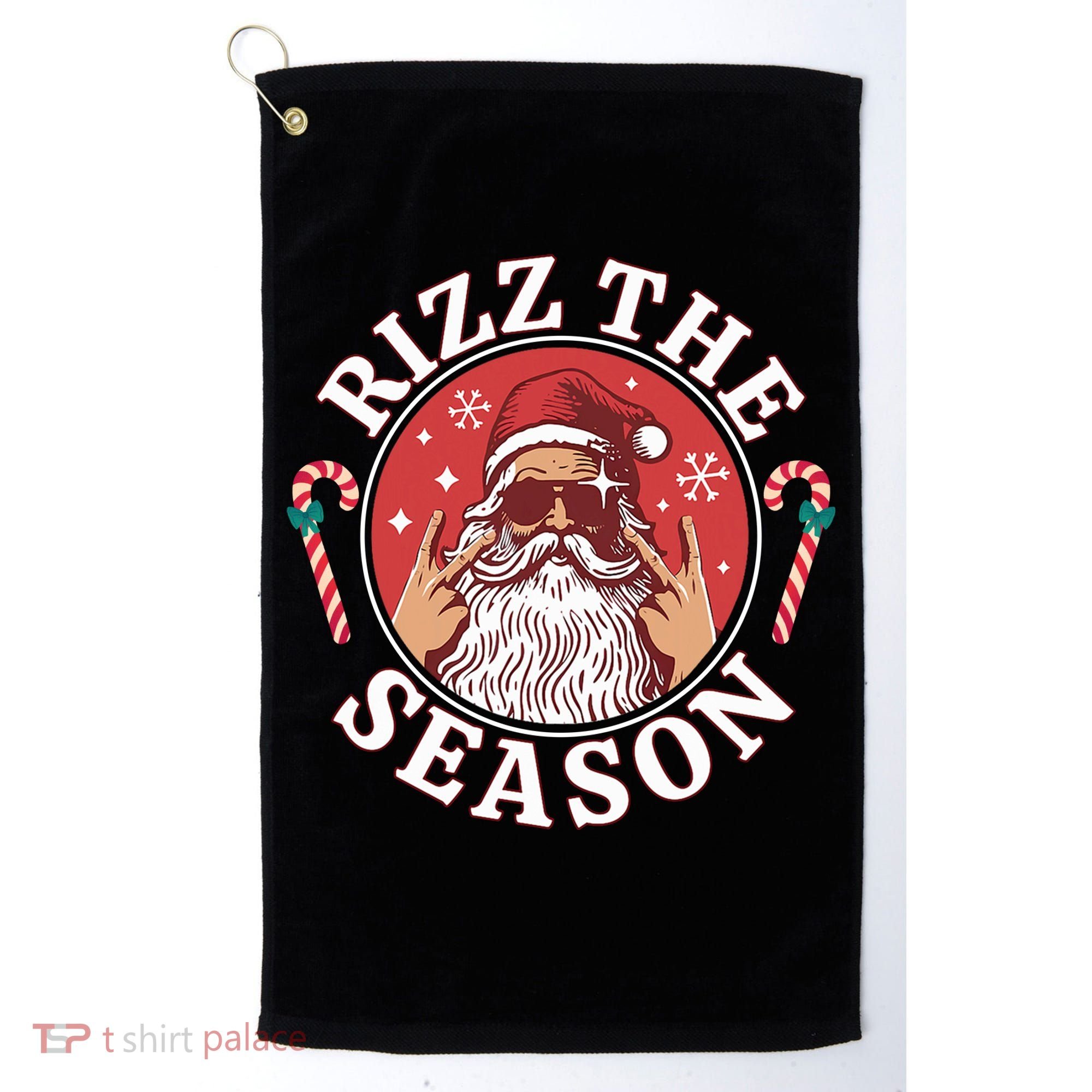 Punk Rock Rizz The Season Funny Santa Clause Golf Towel
