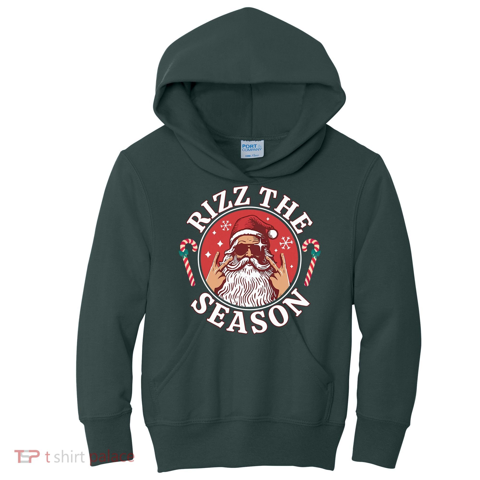 Punk Rock Rizz The Season Funny Santa Clause Kids Hoodie