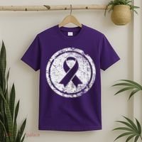 Purple Ribbon Support Survivors Domestic Violence Awareness T-Shirt thumb 2