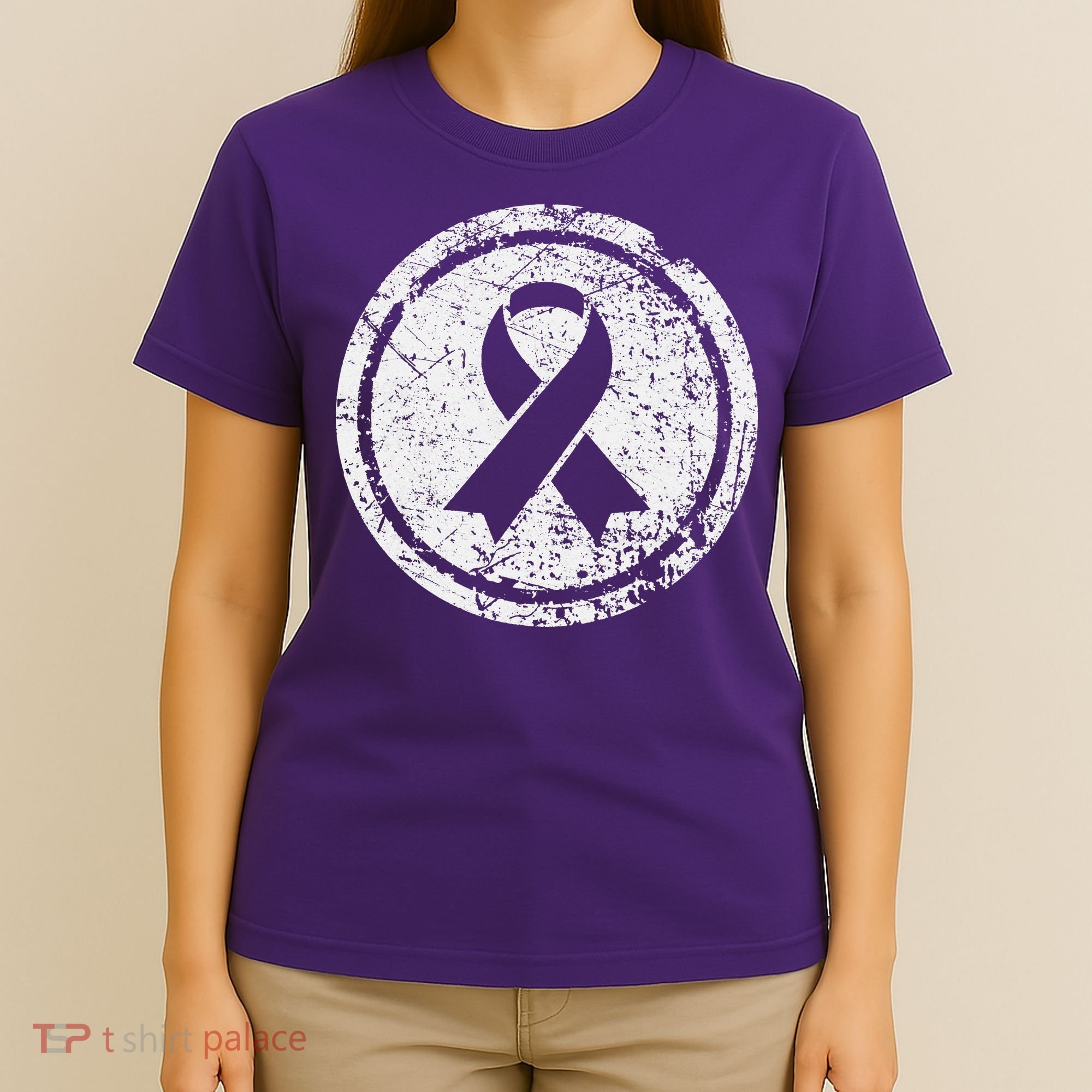Purple Ribbon Support Survivors Domestic Violence Awareness T-Shirt