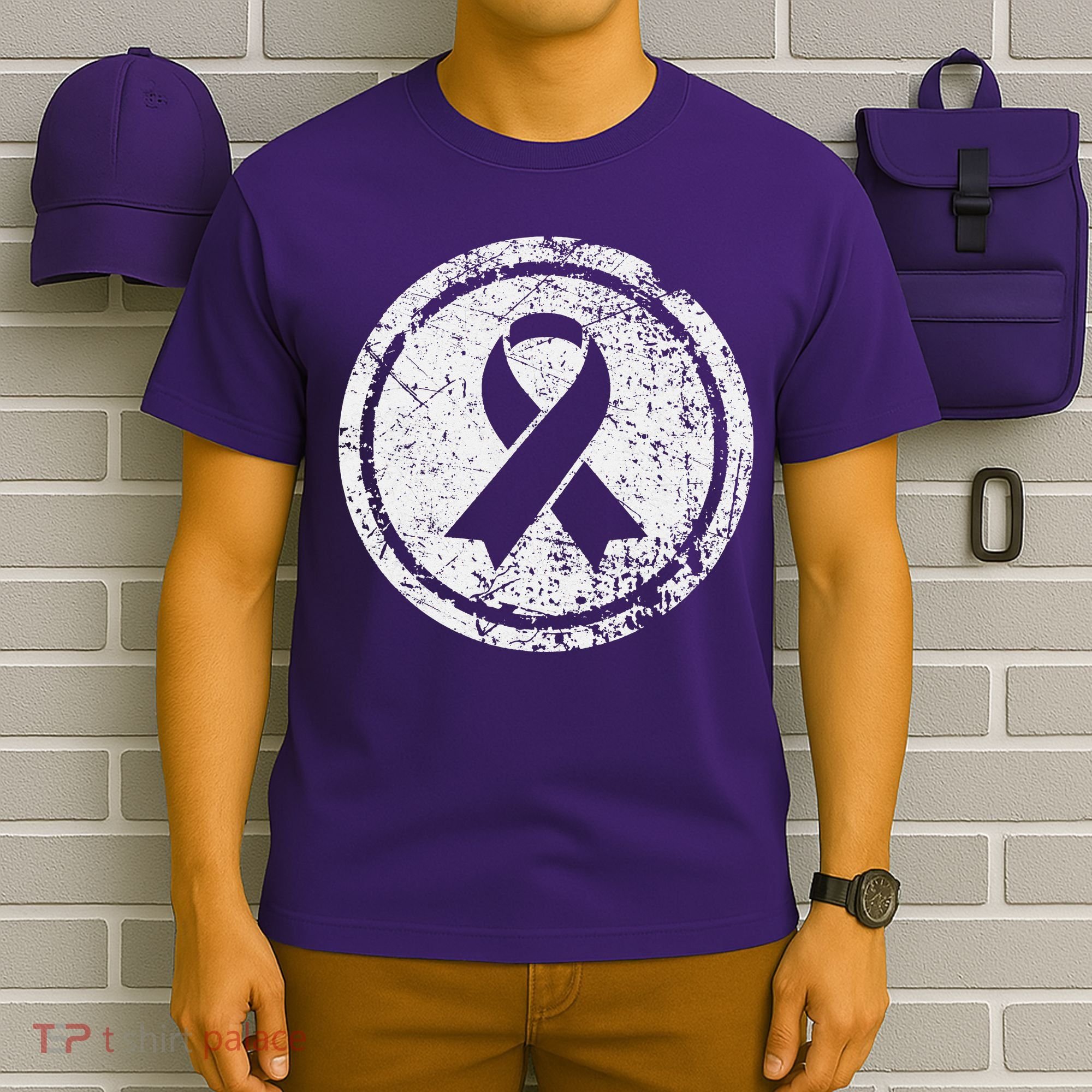 Purple Ribbon Support Survivors Domestic Violence Awareness T-Shirt