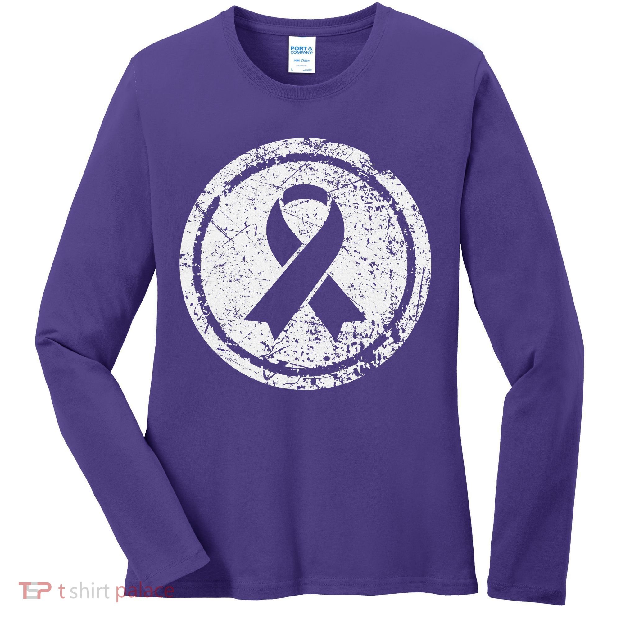 Purple Ribbon Support Survivors Domestic Violence Awareness Women's Long Sleeve Shirt