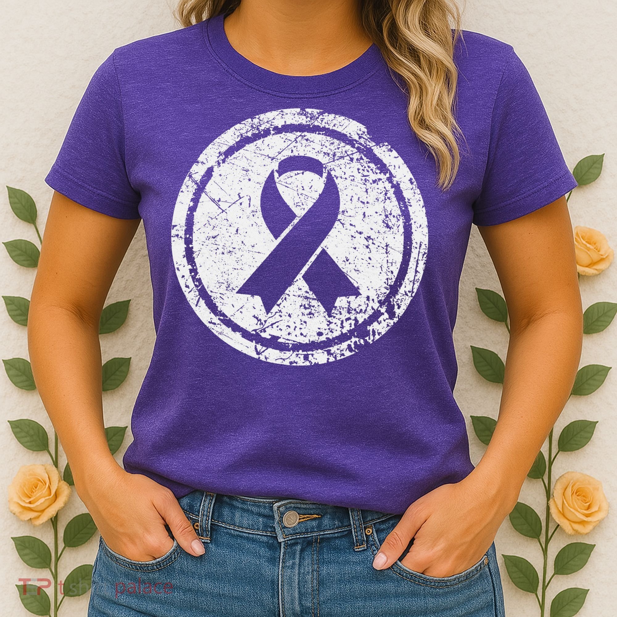 Purple Ribbon Support Survivors Domestic Violence Awareness Women's T-Shirt