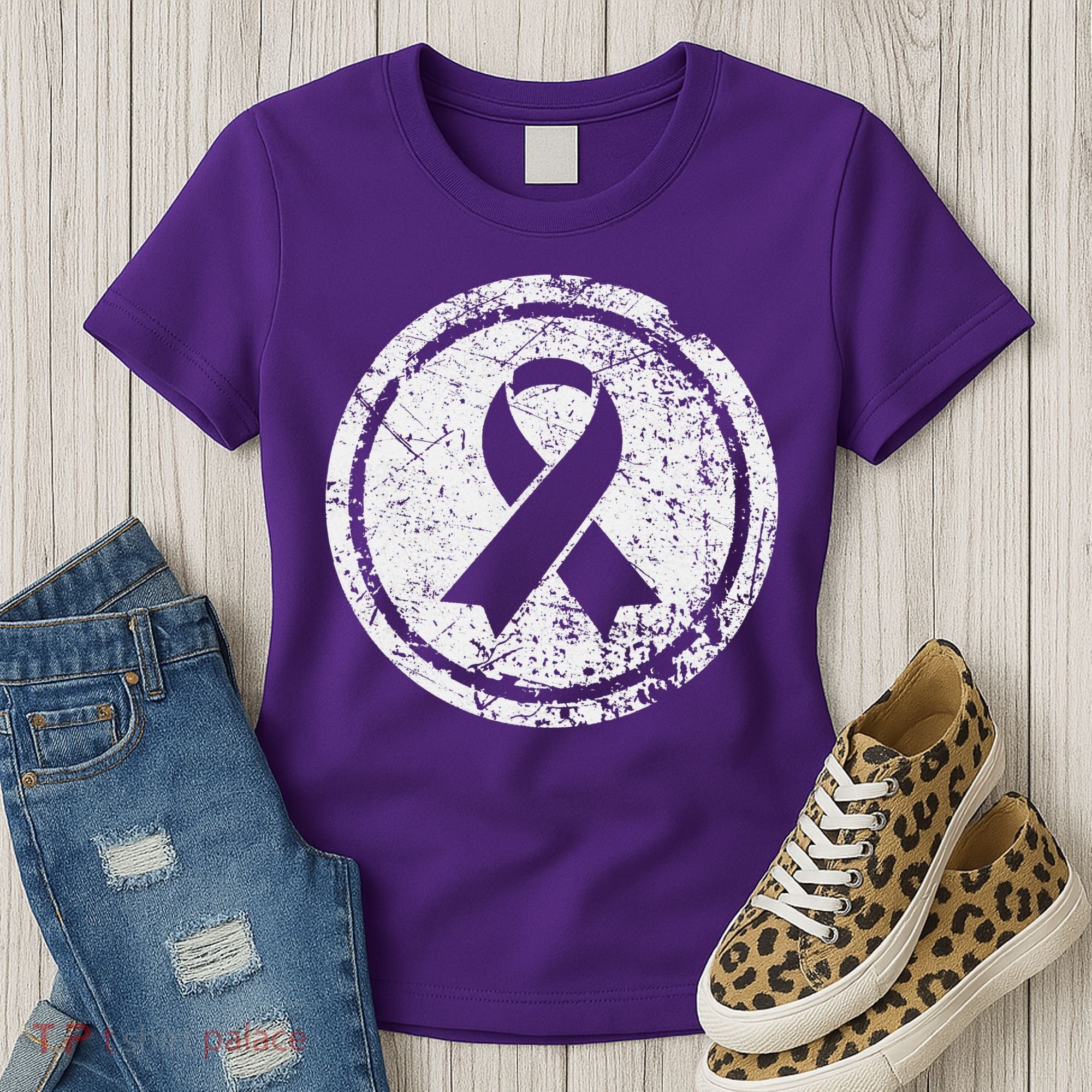 Purple Ribbon Support Survivors Domestic Violence Awareness Women's T-Shirt