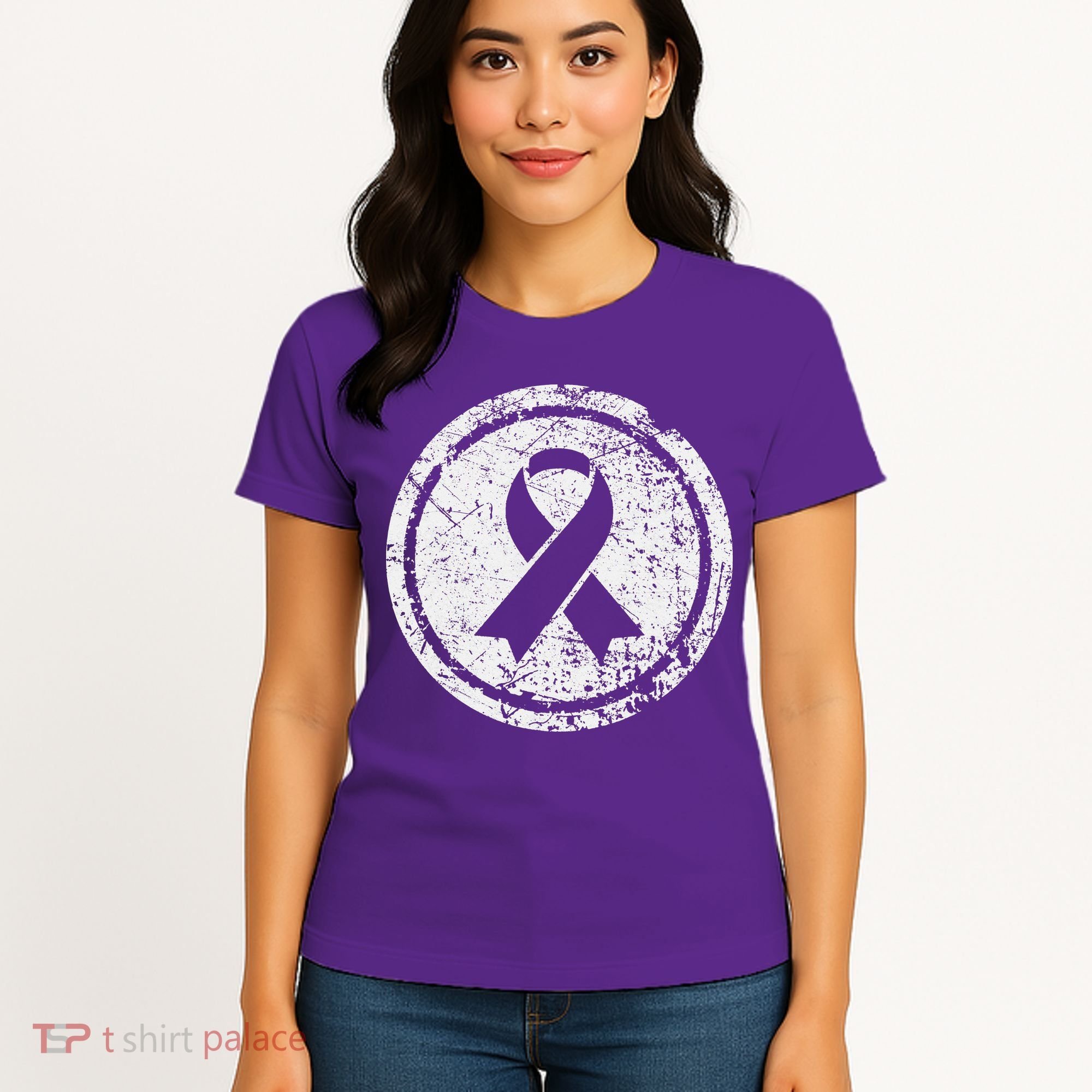 Purple Ribbon Support Survivors Domestic Violence Awareness Women's T-Shirt