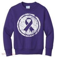 Purple Ribbon Support Survivors Domestic Violence Awareness Kids Sweatshirt thumb 0