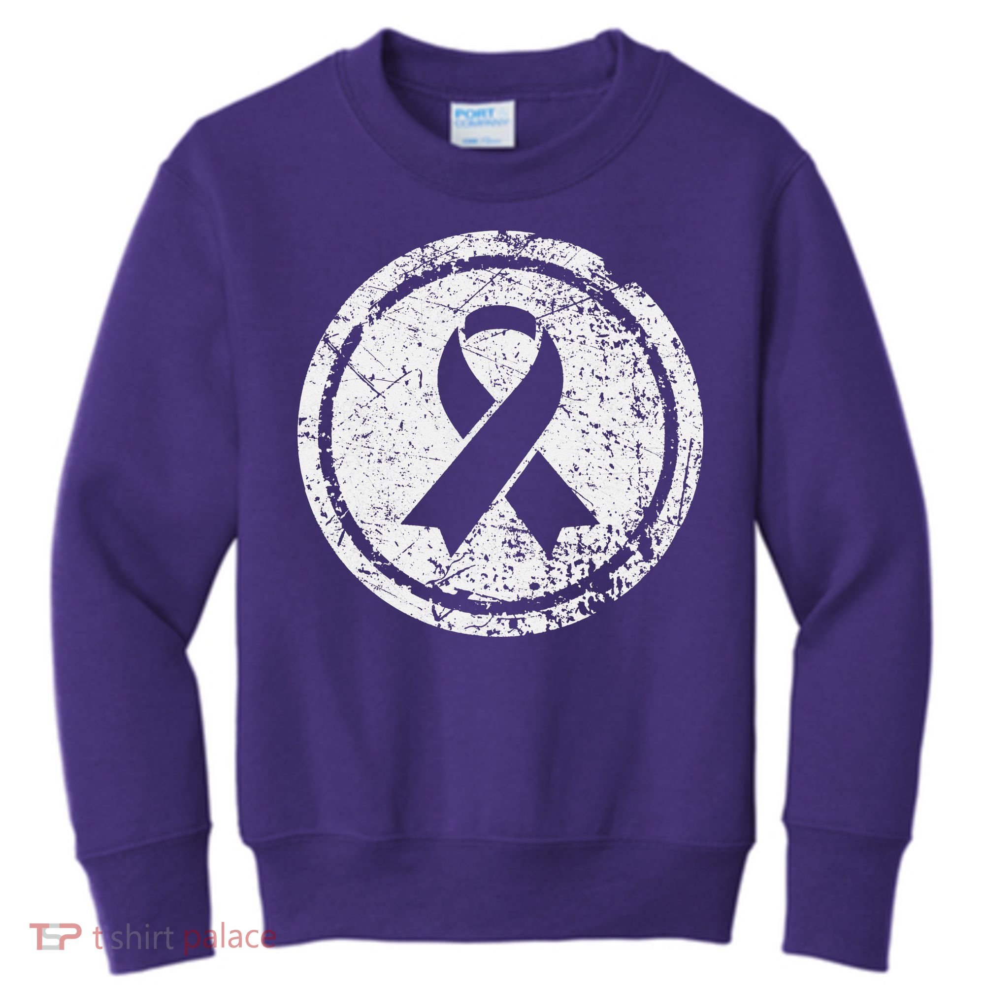Purple Ribbon Support Survivors Domestic Violence Awareness Kids Sweatshirt