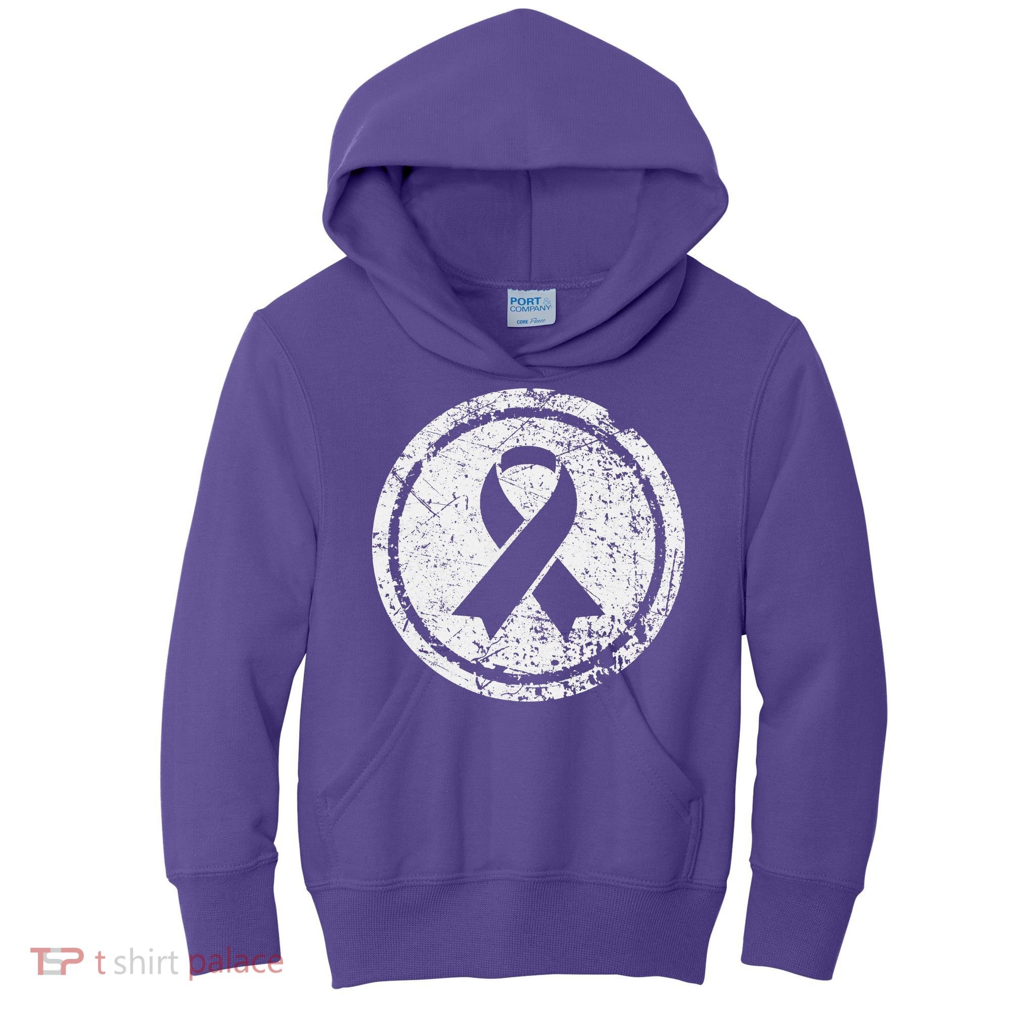 Purple Ribbon Support Survivors Domestic Violence Awareness Kids Hoodie