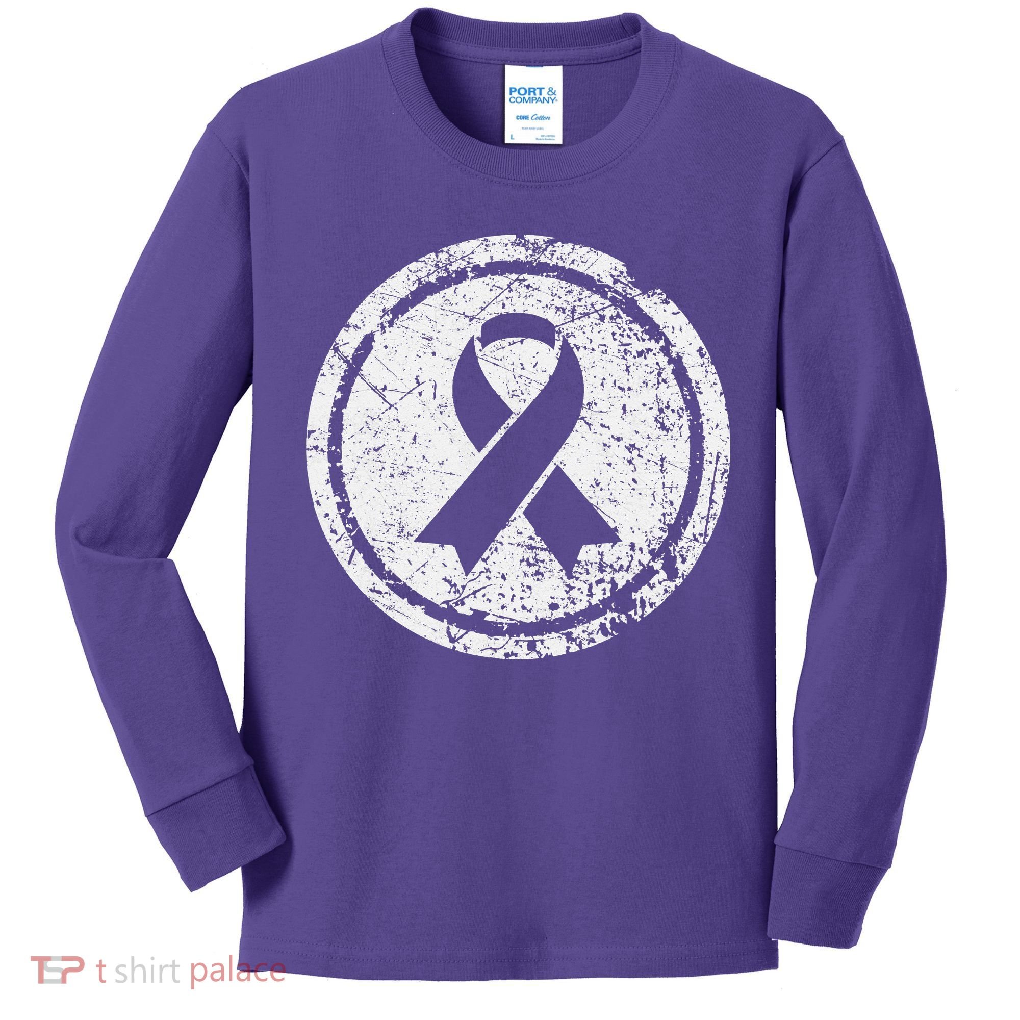 Purple Ribbon Support Survivors Domestic Violence Awareness Kids Long Sleeve Shirt