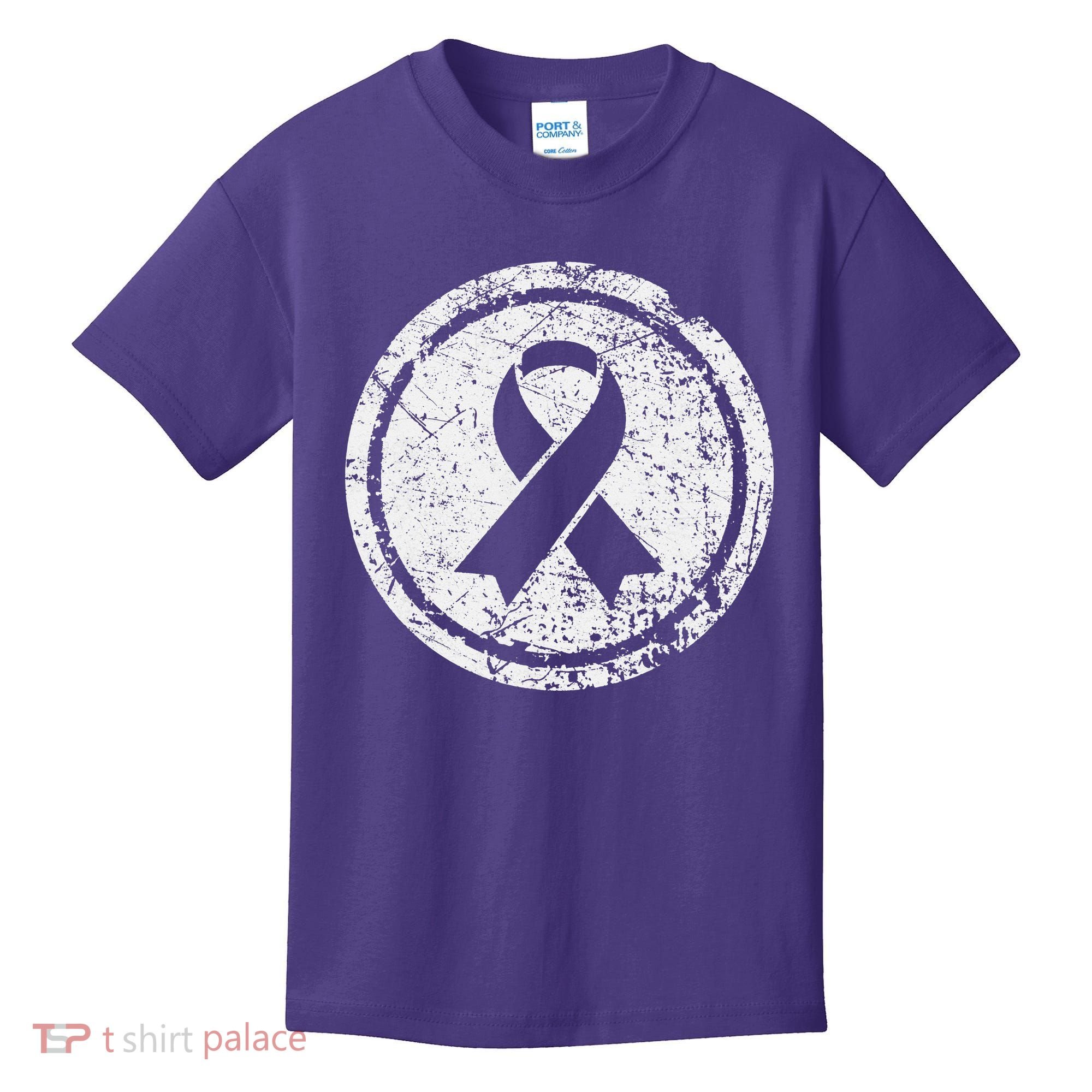 Purple Ribbon Support Survivors Domestic Violence Awareness Kids T-Shirt