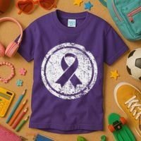 Purple Ribbon Support Survivors Domestic Violence Awareness Kids T-Shirt thumb 3