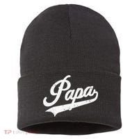 Papa Retro Style Father’s Day Gift For Funny Papa Grandpa Sustainable Knit Beanie thumb 0
