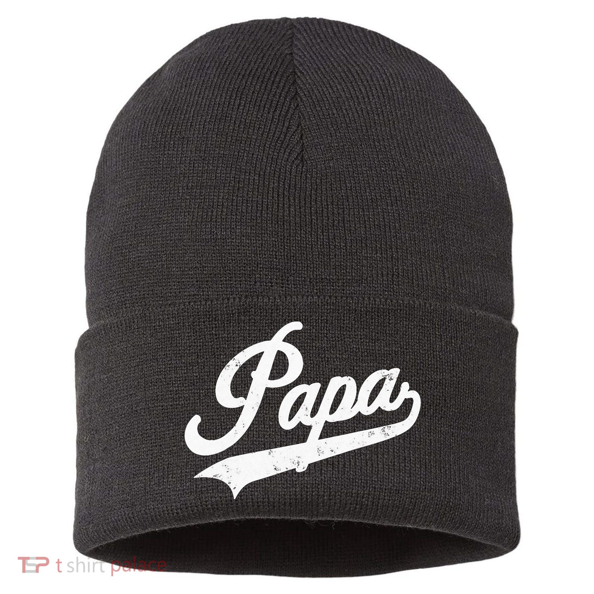Papa Retro Style Father’s Day Gift For Funny Papa Grandpa Sustainable Knit Beanie