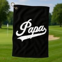 Papa Retro Style Father’s Day Gift For Funny Papa Grandpa Golf Towel thumb 1