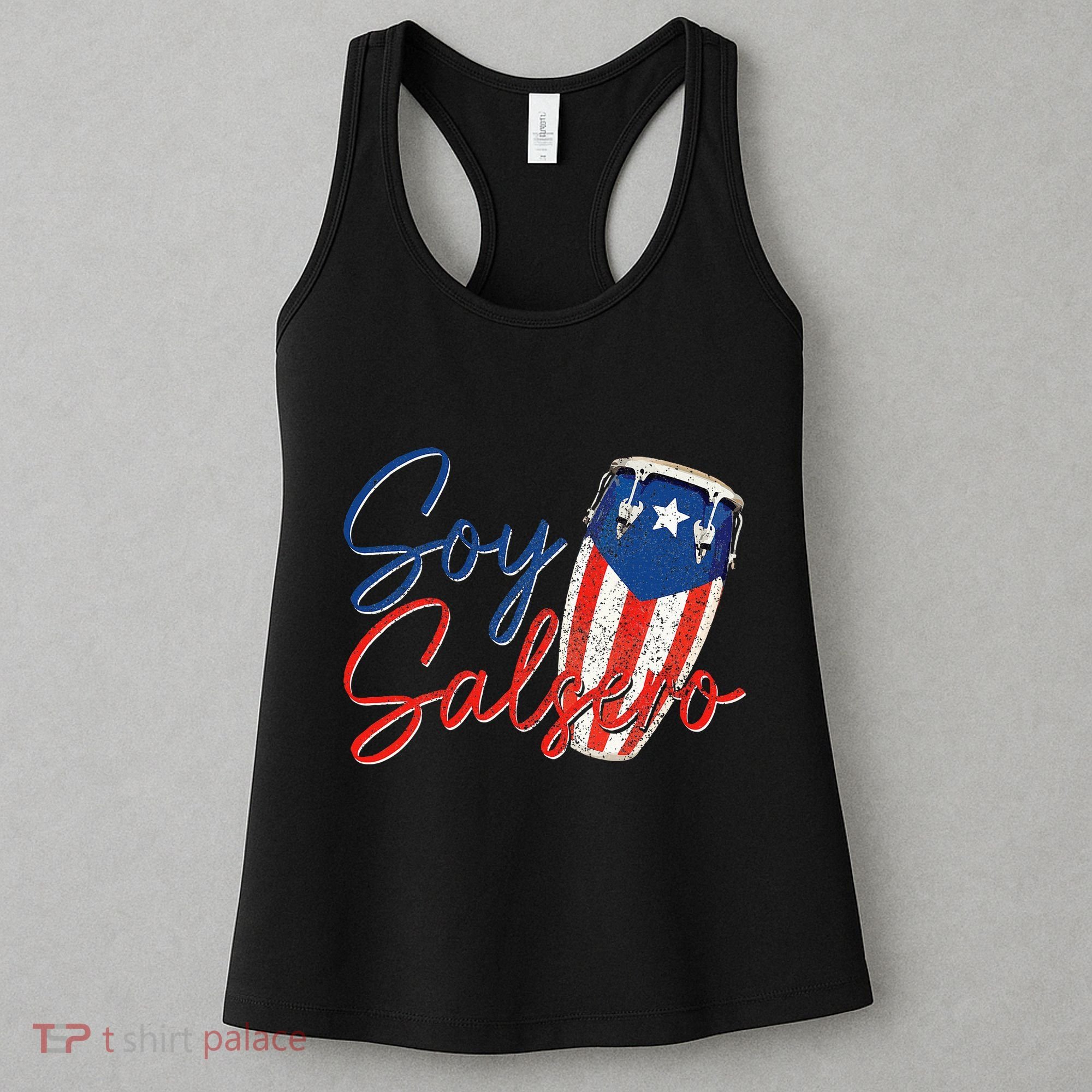 Puerto Rico Salsa Dancing Music Flag Caribbean Souvenir Women's Tank Top