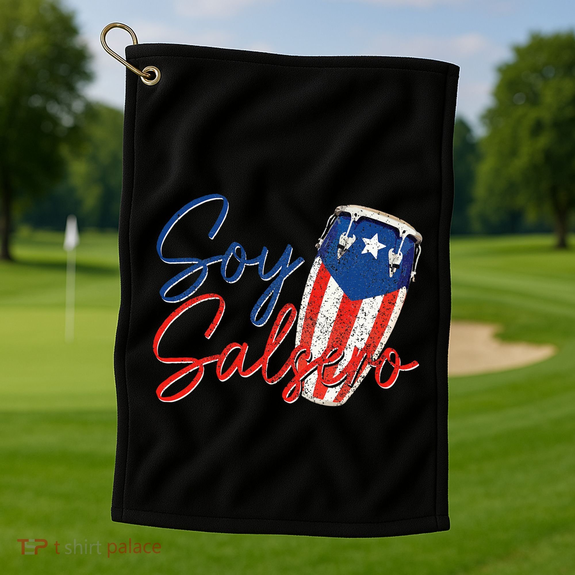 Puerto Rico Salsa Dancing Music Flag Caribbean Souvenir Golf Towel
