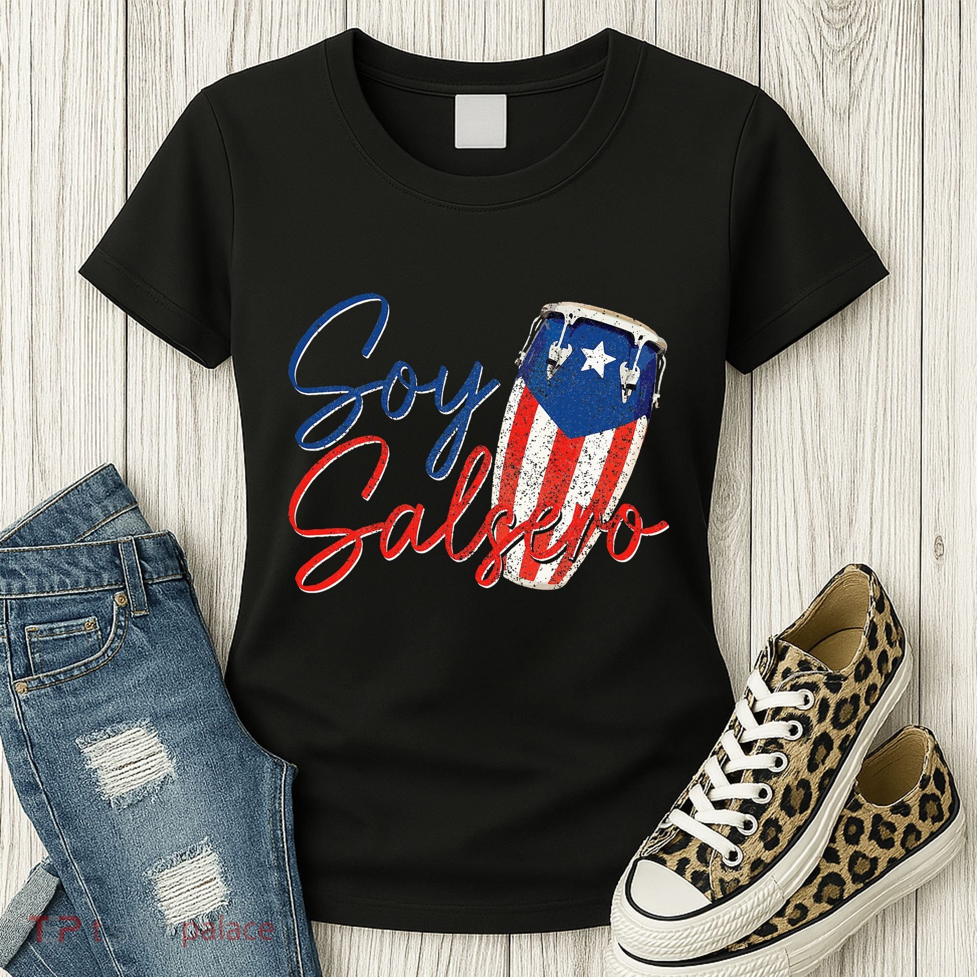 Puerto Rico Salsa Dancing Music Flag Caribbean Souvenir Women's T-Shirt
