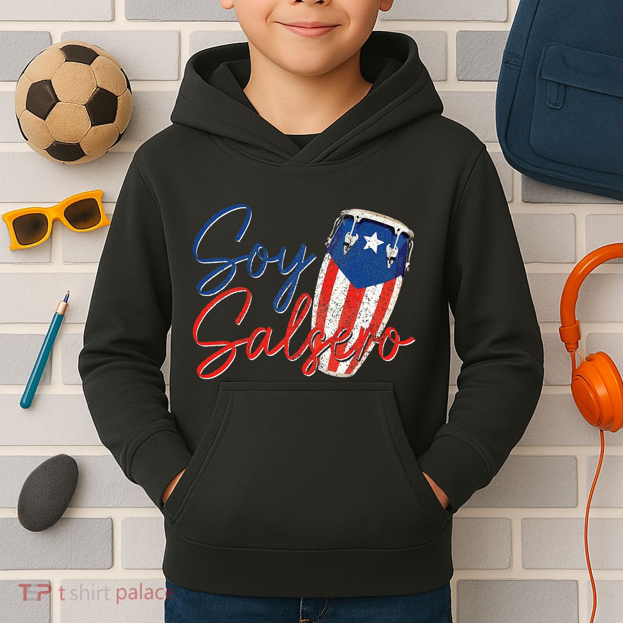 Puerto Rico Salsa Dancing Music Flag Caribbean Souvenir Kids Hoodie
