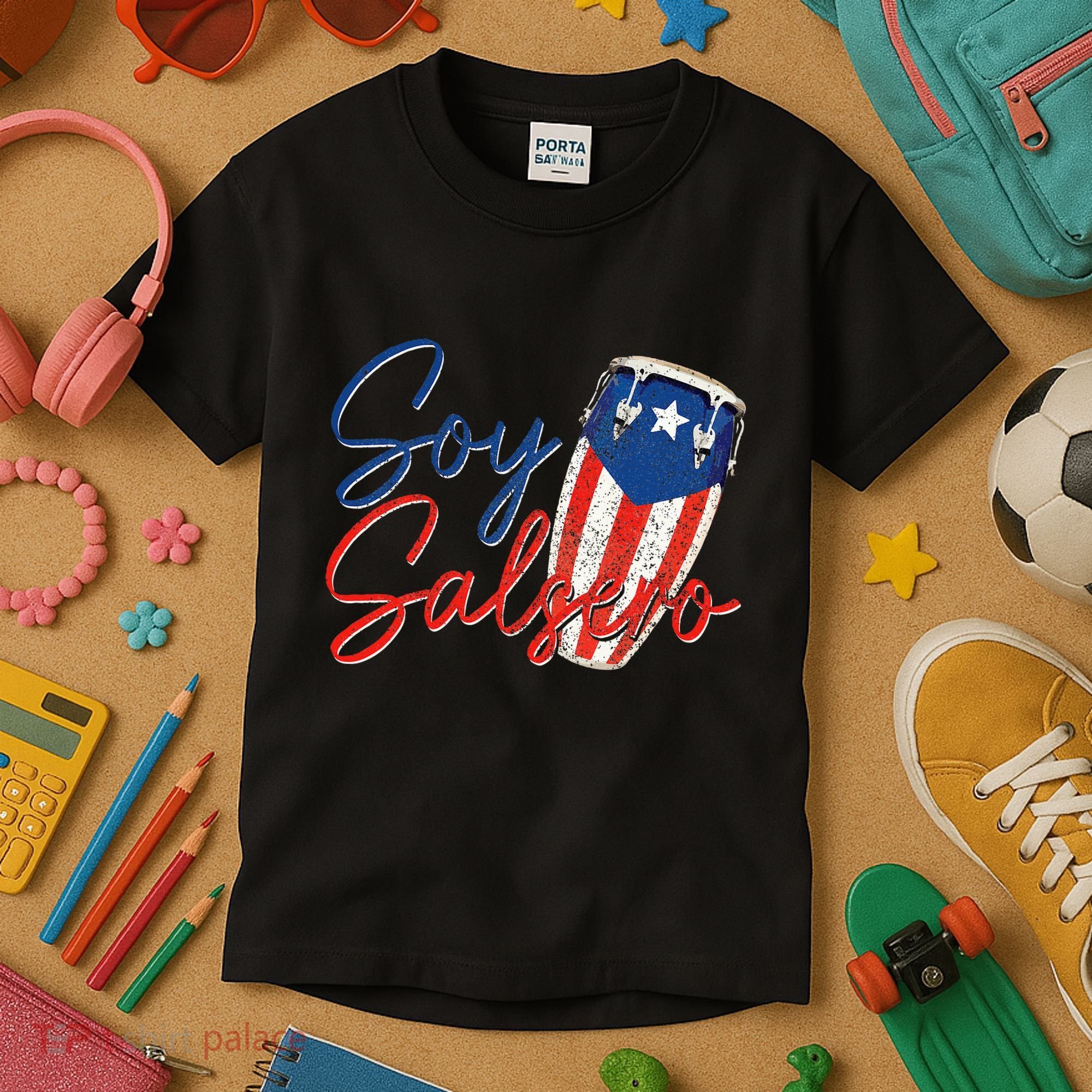 Puerto Rico Salsa Dancing Music Flag Caribbean Souvenir Kids T-Shirt