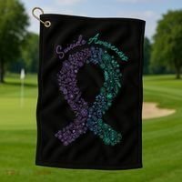 Purple Ribbon Suicide Prevention Awareness Golf Towel thumb 1