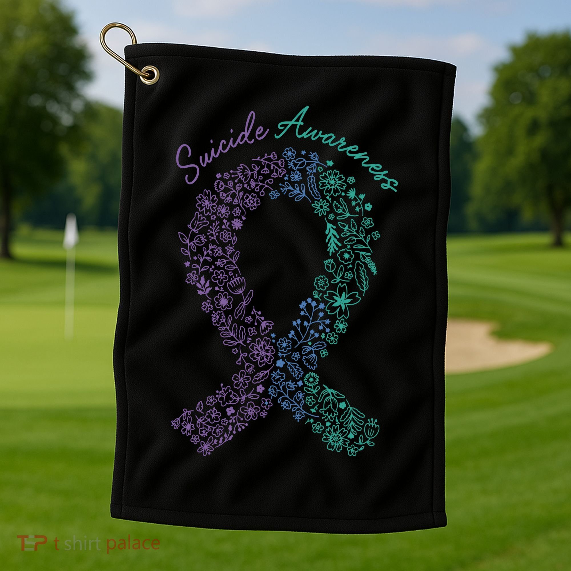 Purple Ribbon Suicide Prevention Awareness Golf Towel