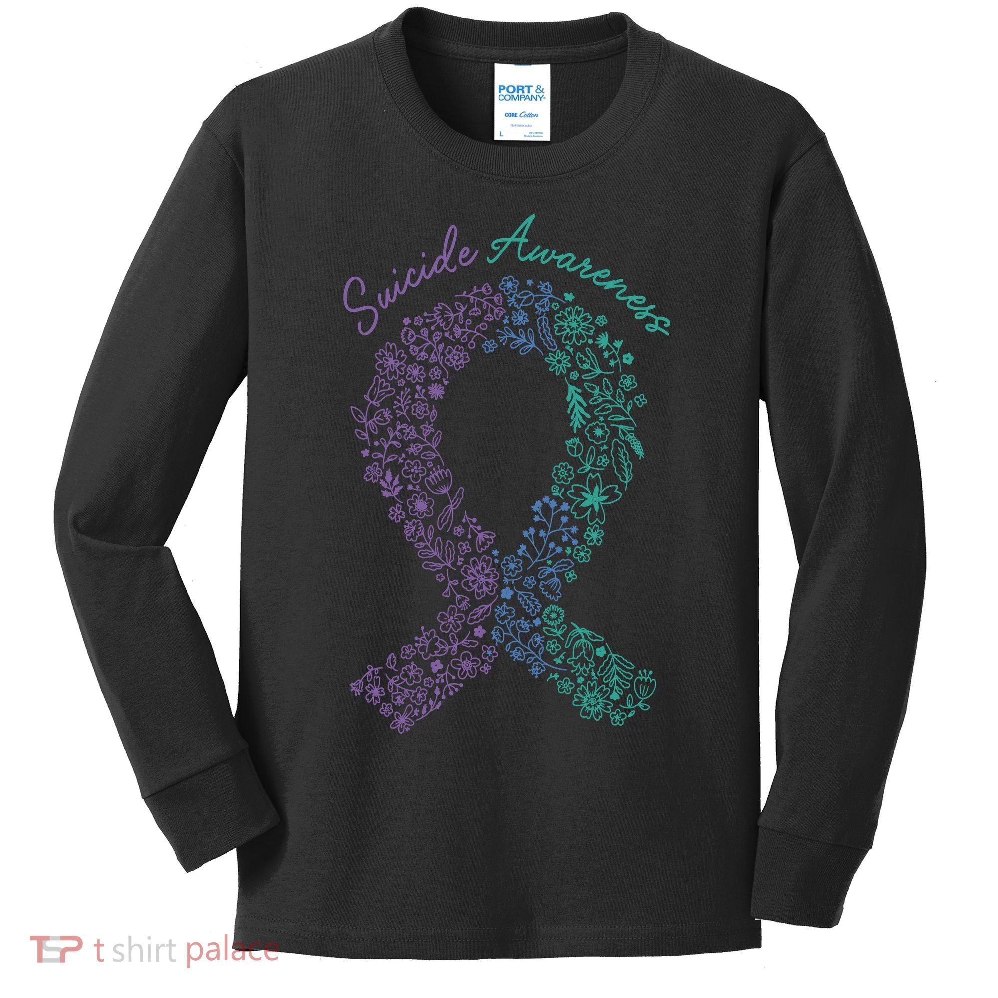 Purple Ribbon Suicide Prevention Awareness Kids Long Sleeve Shirt