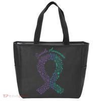 Purple Ribbon Suicide Prevention Awareness Tote Bag thumb 0