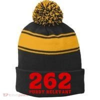 Purdy Relevant San Francisco Football Playoffs Stripe Pom Pom Beanie thumb 0