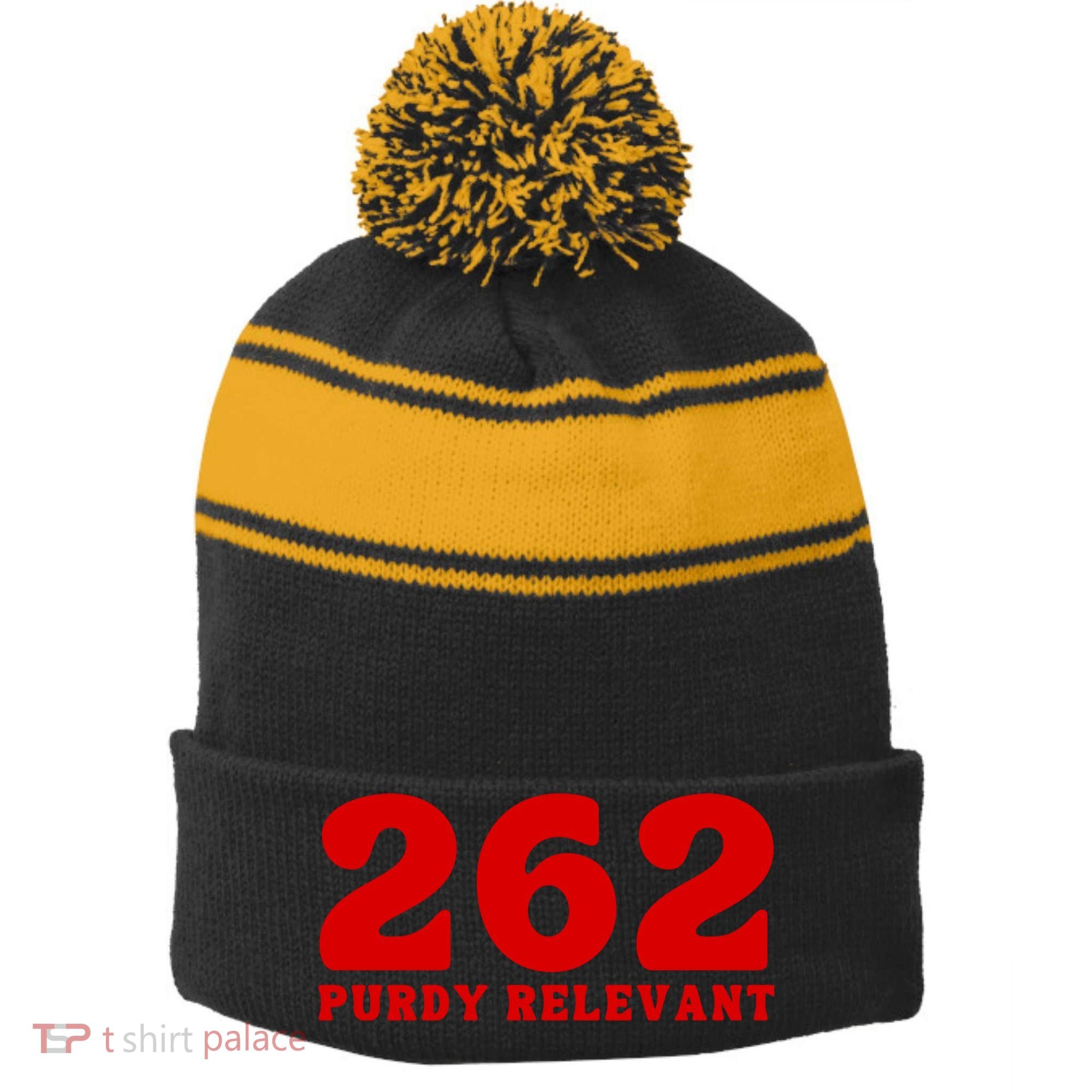 Purdy Relevant San Francisco Football Playoffs Stripe Pom Pom Beanie