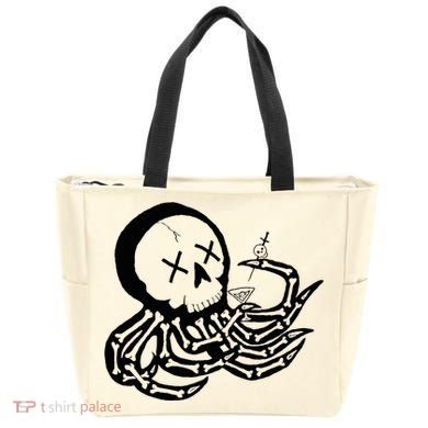 Punk Rock Skeleton Octopus Tote Bag