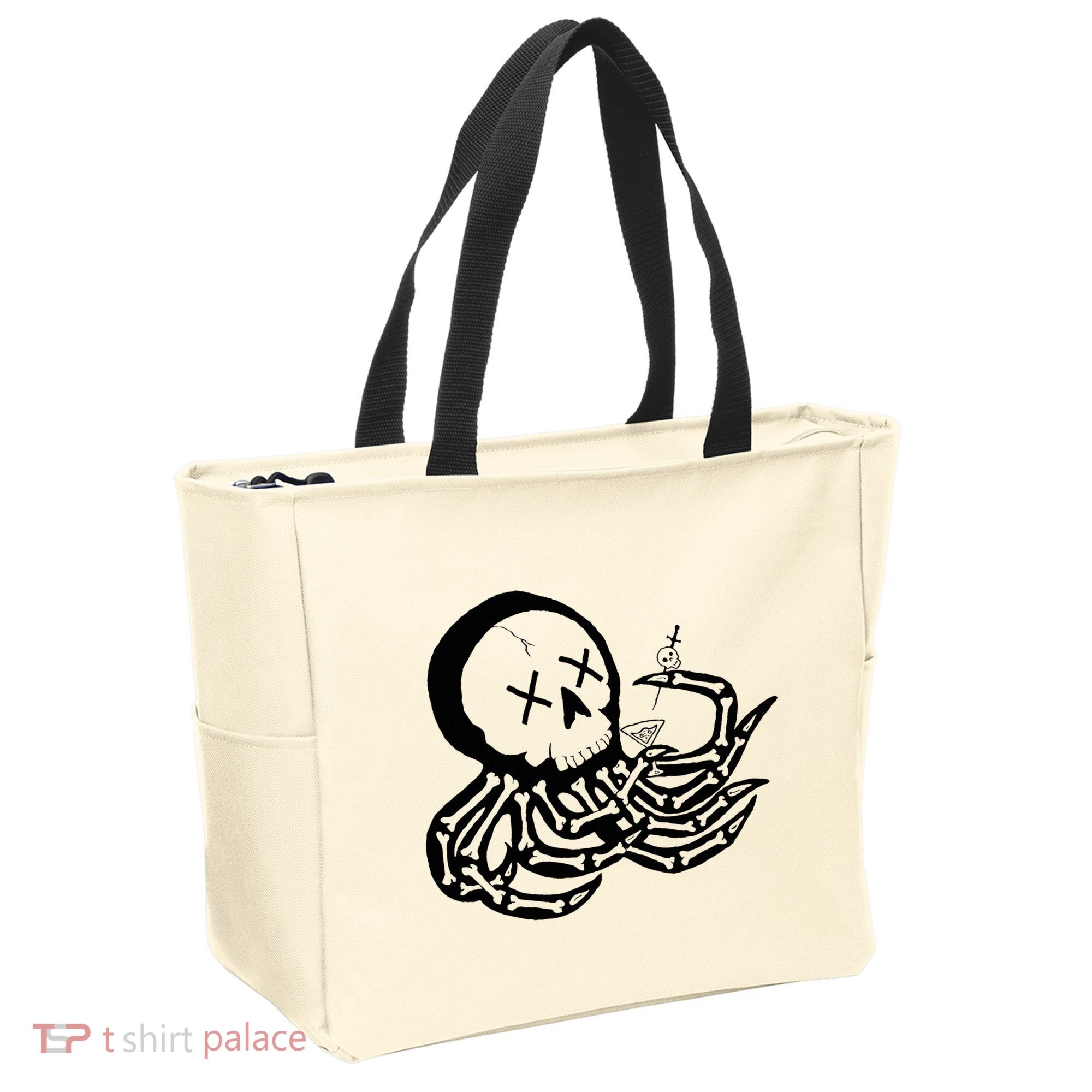 Punk Rock Skeleton Octopus Tote Bag