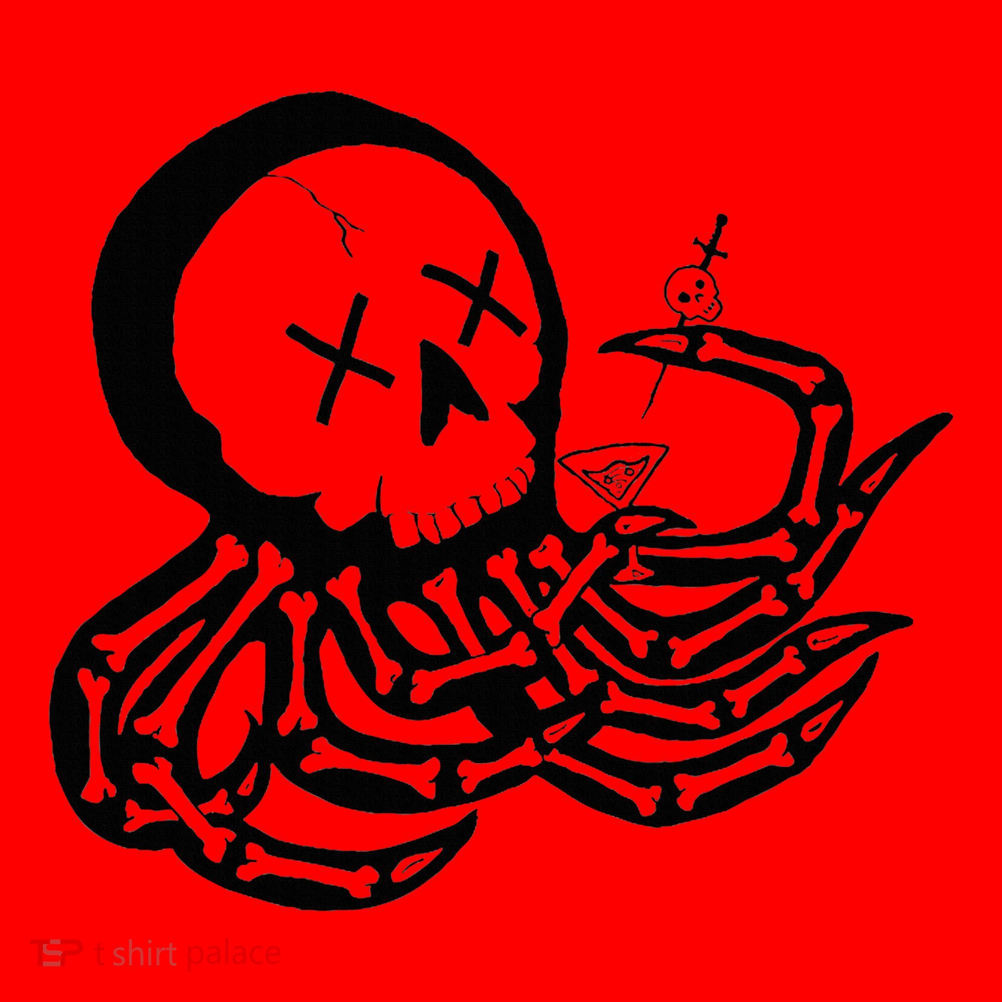 Punk Rock Skeleton Octopus Santa Hat