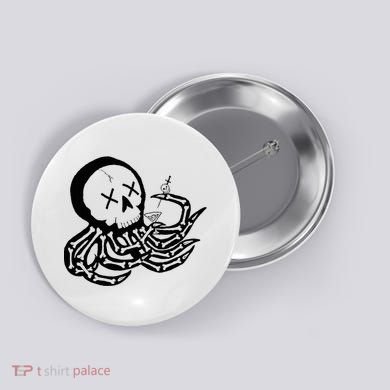 Punk Rock Skeleton Octopus Button