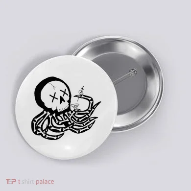 Punk Rock Skeleton Octopus Button